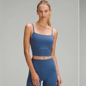 Blue Strappy Crop Top Lululemon Bra Wunder